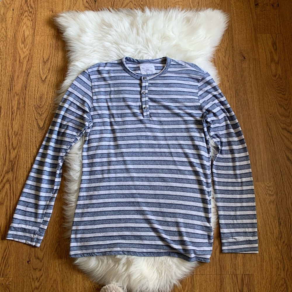 Sol Angeles Blue Striped Long Sleeve Shirt Large